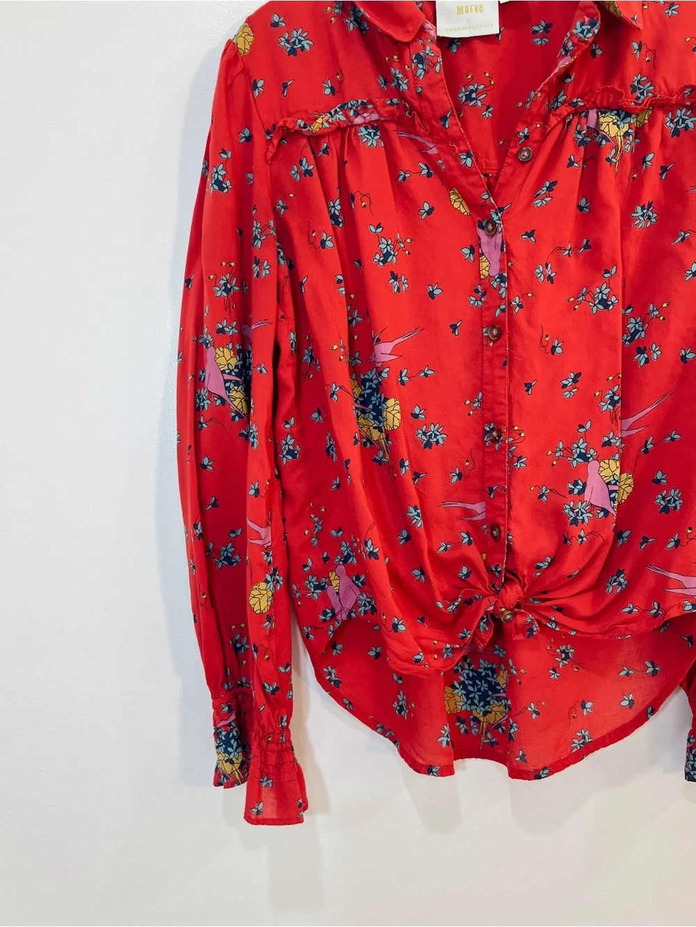 Anthropologie X Maeve Red Fredricka Button Down Top